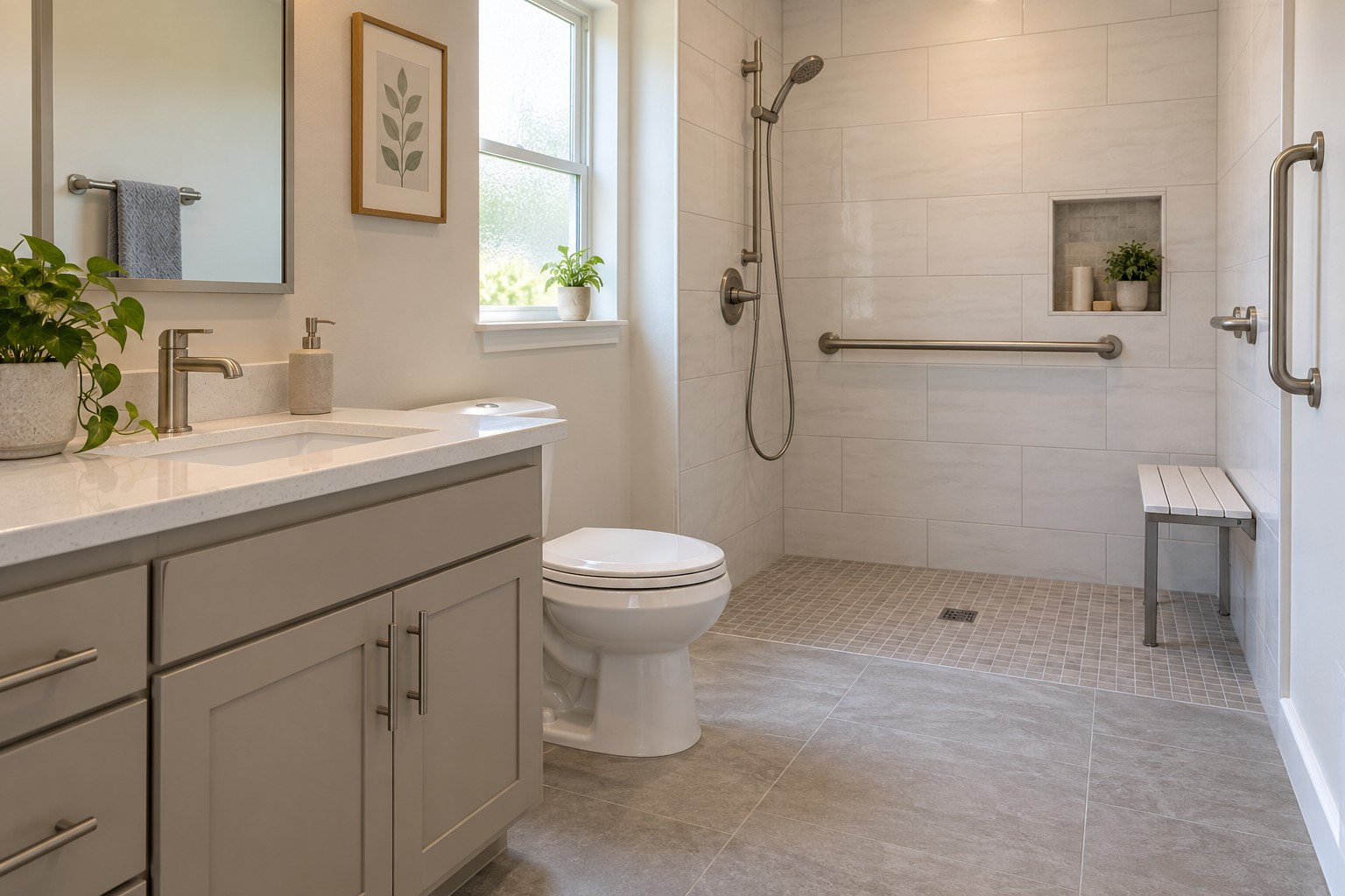 Illustration of accessible bathroom rehabilitation