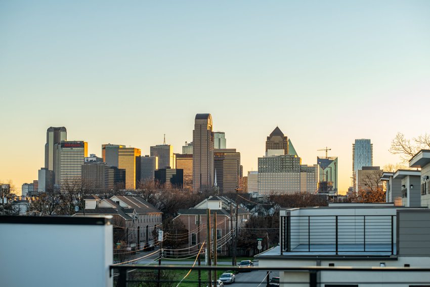 Dallas skyline from the rooftop — Munger Avenue · Dallas