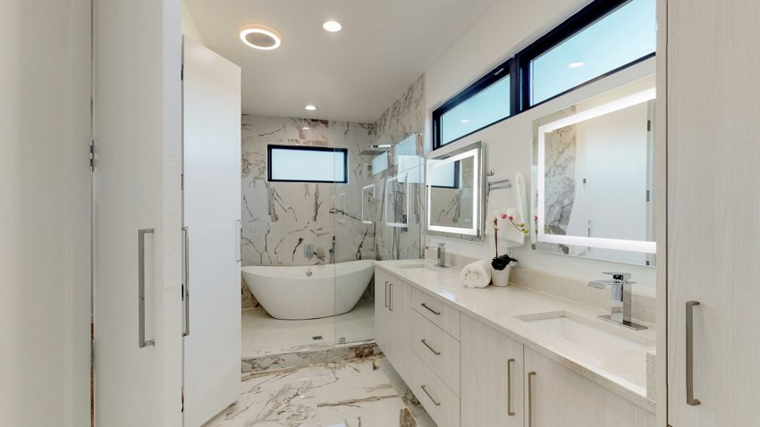 Primary bath and stone finishes — Munger Avenue · Dallas