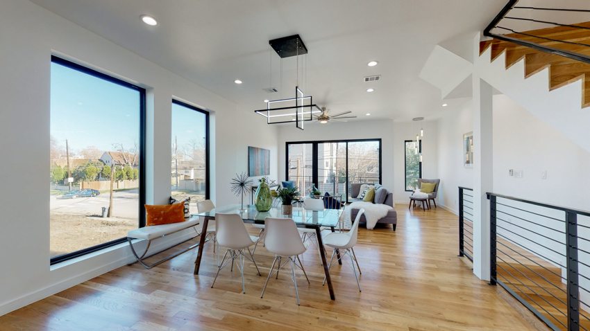 Open living and dining with natural light — Munger Avenue · Dallas