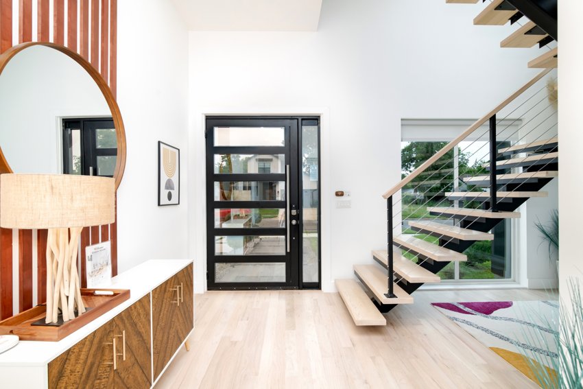 Open stair and sculpted interior details